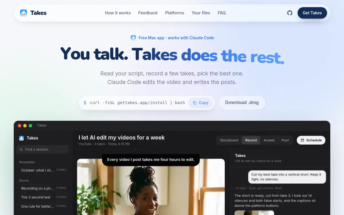 Takes for Mac screenshot